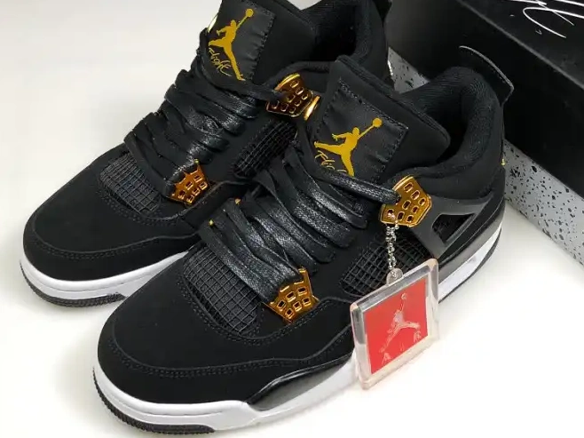 Rep TBkick Royalty Metallic 308497-032 Black Gold-White Jordan 4 Air 0514